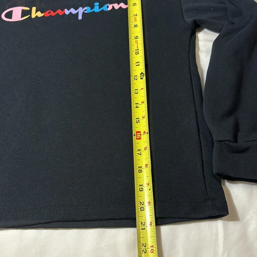 Champion Youth Girl's Long Sleeve French Terry Rainbow Script Hoodie - Picture 6 of 9